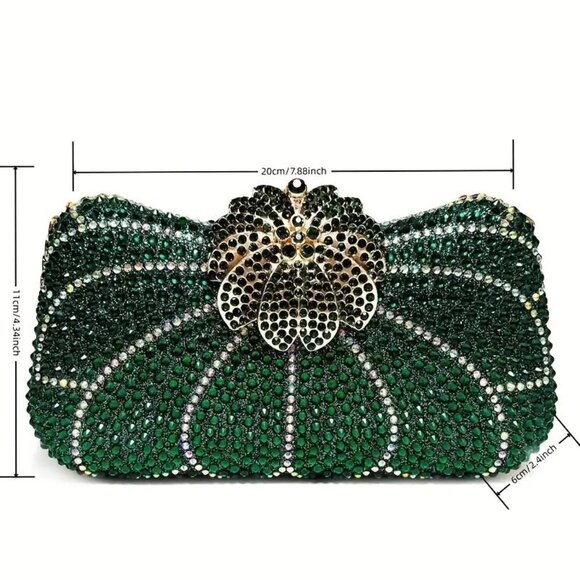 NEW! GREEN FLOWER CLUTCH - Picture 2 of 4